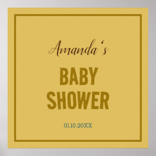 Poster Baby shower minimaliste moderne couleur or