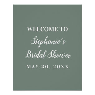 Poster Baby Shower Minimaliste Vert Sauge et Blanc