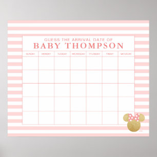 Poster Baby shower Minnie Mouse   Devinez la date d'échéa