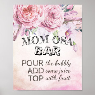 Poster Baby shower MOM-OSA BAR Signal Boho Fleurs Plumes