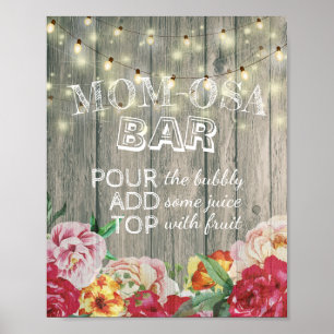 Poster Baby shower MOM-OSA BAR SIGNE Fleurs Lumières en b