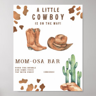 Poster Baby shower Mosa bar cow-boy