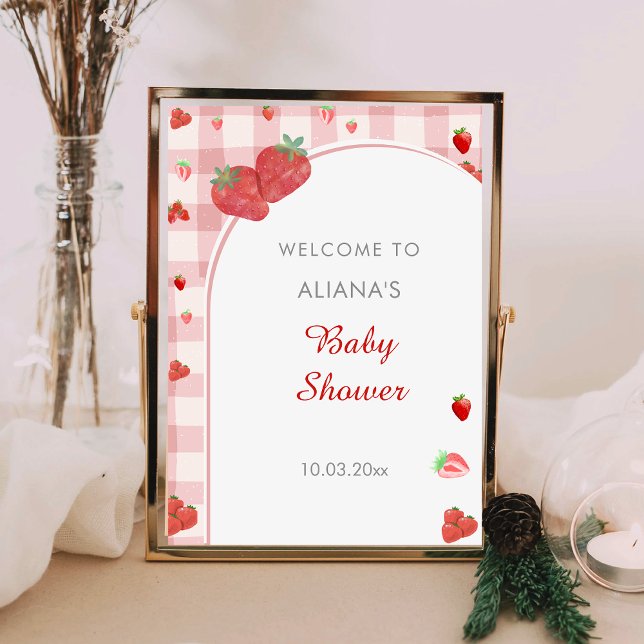 Poster Baby shower Motif Berry Sweet Rose Checered (Créateur téléchargé)