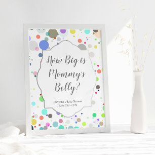 Poster baby shower multicolore : "Quelle est la taille du