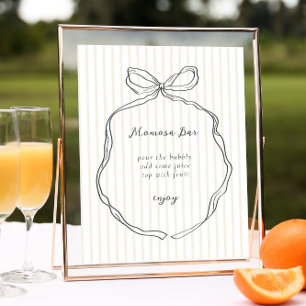 Poster Baby shower Neutre Bow Whimsical Momosa Bar