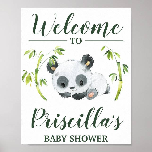 Poster Baby shower neutre pour les femmes Panda Bienvenue (Devant)