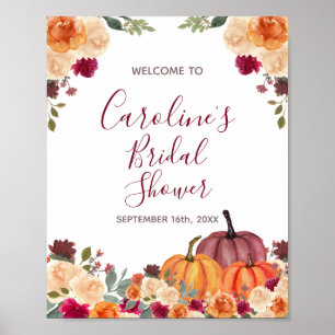 Poster Baby shower nuptial Citrouille orange brûlé Bienve