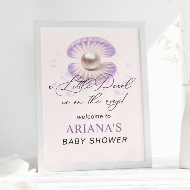 Poster Baby shower Océanique Little Pearl Purple Shell (Créateur téléchargé)