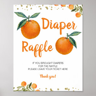Poster Baby shower Orange Tropical Pedestal