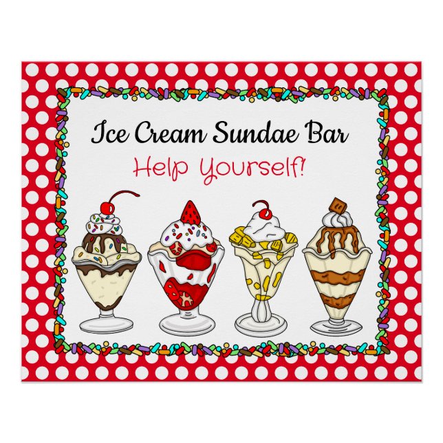 Poster Baby shower ou Mariage du bar Sundae Cream (Devant)