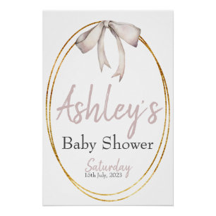 Poster Baby shower Pale Rose Bow