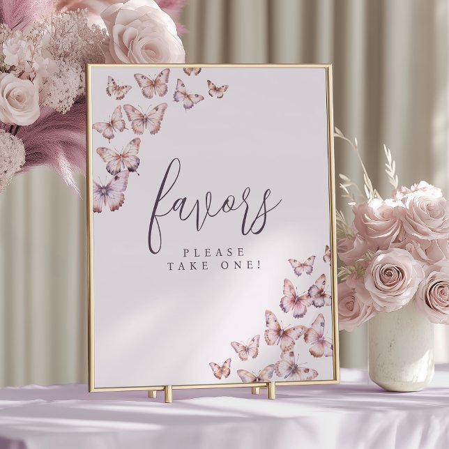 Poster Baby shower papillon rose et violet Symbole préfér (Créateur téléchargé)