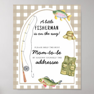 Poster Baby shower pêcheur - Aidez la maman à être occupé