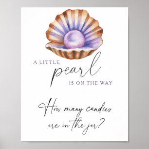 Poster baby shower perle Devinez combien de bonbons