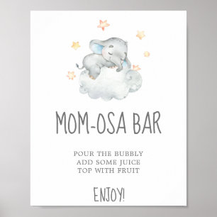 Poster Baby shower petit éléphant garçon Maman-osa Bar Si