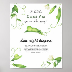 Poster Baby shower petit pois - Jeu de couches tardives