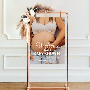Poster Baby shower photo minimaliste moderne Panneau de b