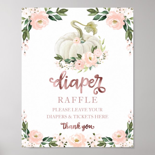 Poster Baby shower Pink Gold Diaper Jeu (Devant)