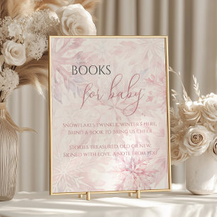 Poster Baby shower Pink Snowflake Livres pour bébé
