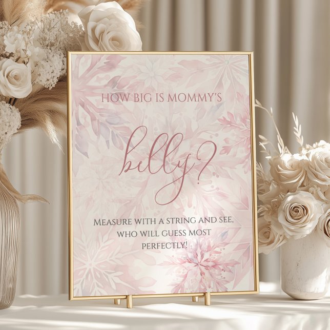 Poster Baby shower Pink Snowflake Quelle taille a le vent (Créateur téléchargé)