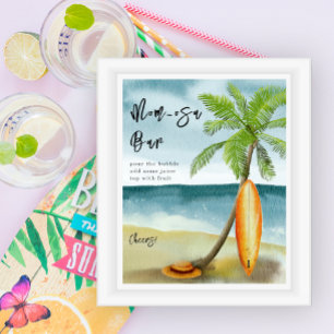 Poster Baby shower plage Surf - bar à mom-osa