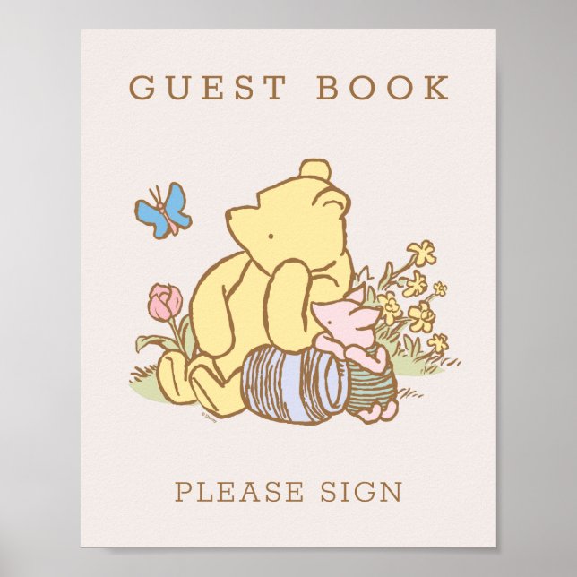 Poster Baby shower Pooh & Piglet classique (Devant)