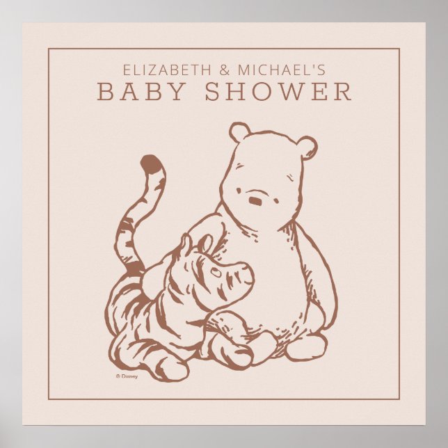 Poster Baby shower Pooh & Tigger classique (Devant)