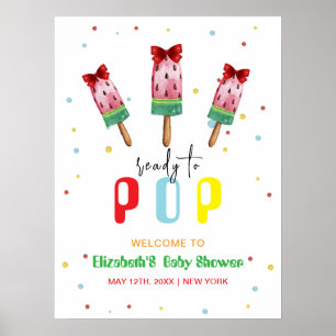 Poster Baby shower Pop Prêt à la crème glacée colorée Bie