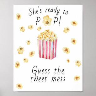 Poster Baby shower popcorn - Devinez le doux désordre