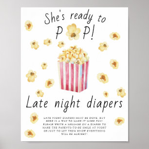Poster Baby shower Popcorn - Late night couches jeu