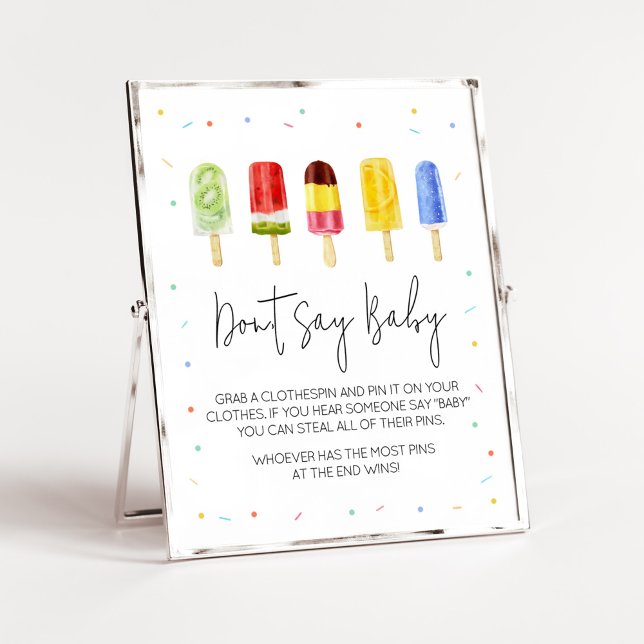 Poster Baby shower populaire ne pas dire bébé (Ready to Pop Baby Shower Don't Say Baby Sign)