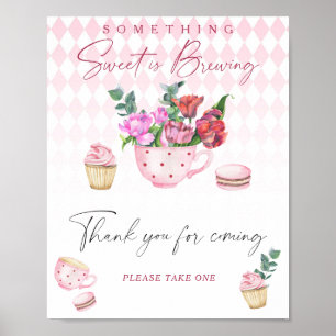 Poster Baby shower pour une tea party - Merci d'être venu