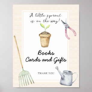 Poster Baby shower pousse - livres cartes et cadeaux