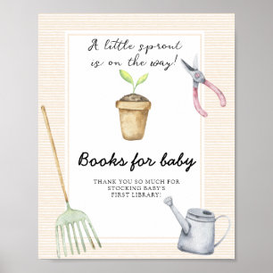 Poster Baby shower pousse - livres pour bébé