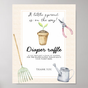 Poster Baby shower pousse - tombola de couches
