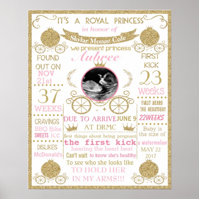 Poster Baby shower Princess (Devant)