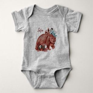 Poster baby shower red and blue with animals baby bodysuit