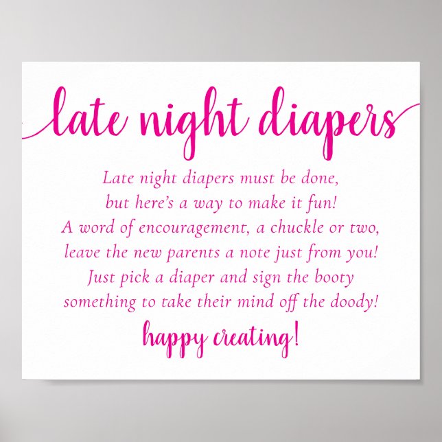 Poster Baby shower rose chaud | Panneau Diapositives noct (Devant)