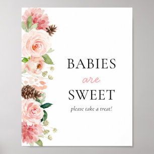 Poster Baby shower rose d'hiver Les bébés sont doux