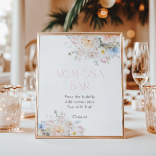 Poster Baby shower rose floral Momosa Bar