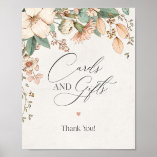 Poster baby shower rose floral rousse cartes et signes ca