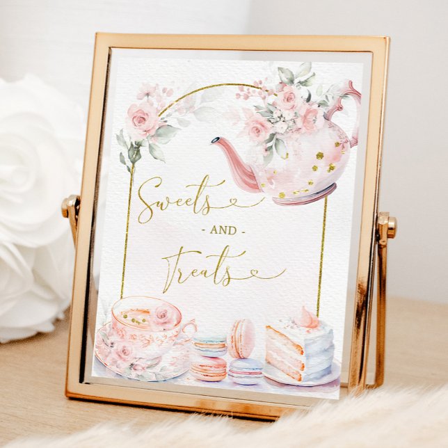 Poster Baby shower rose Floral Tea Party Sweets & Traitem (Créateur téléchargé)