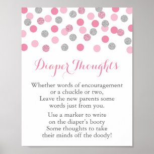 Poster Baby shower rose Silver Pensées Jeu