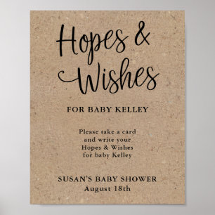 Poster Baby shower rustique Kraft Script