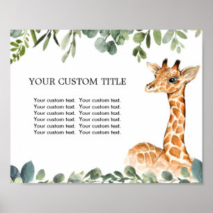 Poster Baby shower Safari animal sur mesure 8"x10"