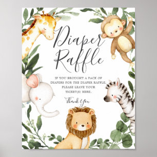 Poster Baby shower Safari Animaux Reflets