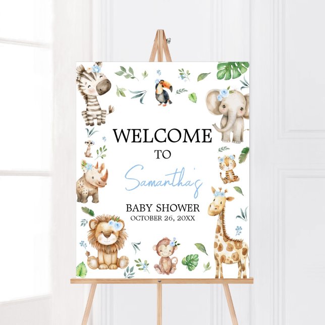Poster Baby shower Safari Boy Wild One Bienvenue (Safari Wild One Baby Shower Welcome Sign)