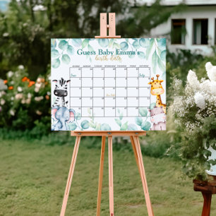Poster Baby shower Safari Devis Date d'échéance Calendrie
