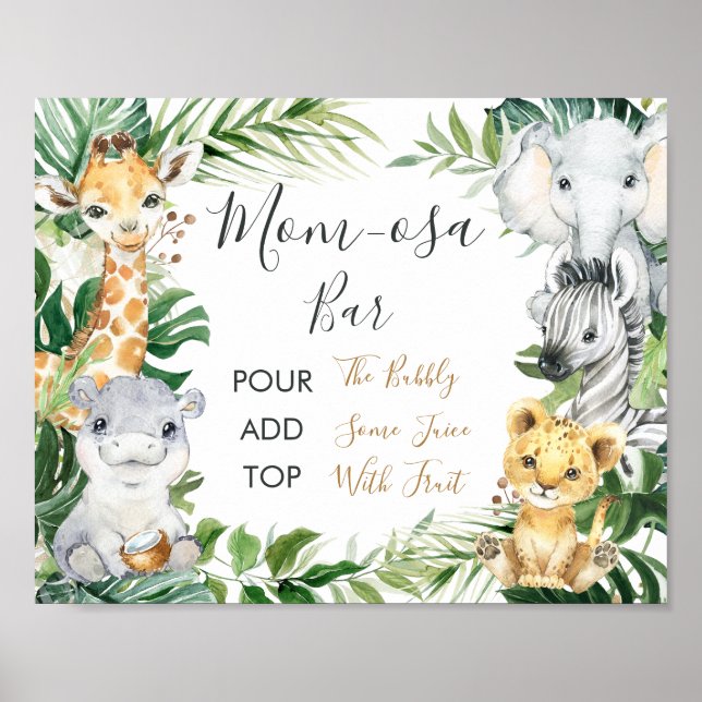 Poster Baby shower Safari Green - Mère-osa Bar Sign (Devant)