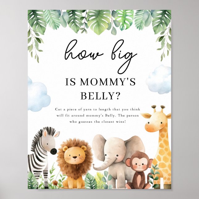 Poster Baby shower Safari - Le ventre de maman (Devant)